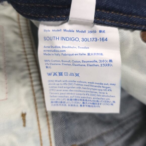 Acne Studios ITALY🇮🇹MADE Bla Konst SOUTH INDIGO, 30L173-164 Jeans Size 26 - Picture 11 of 13
